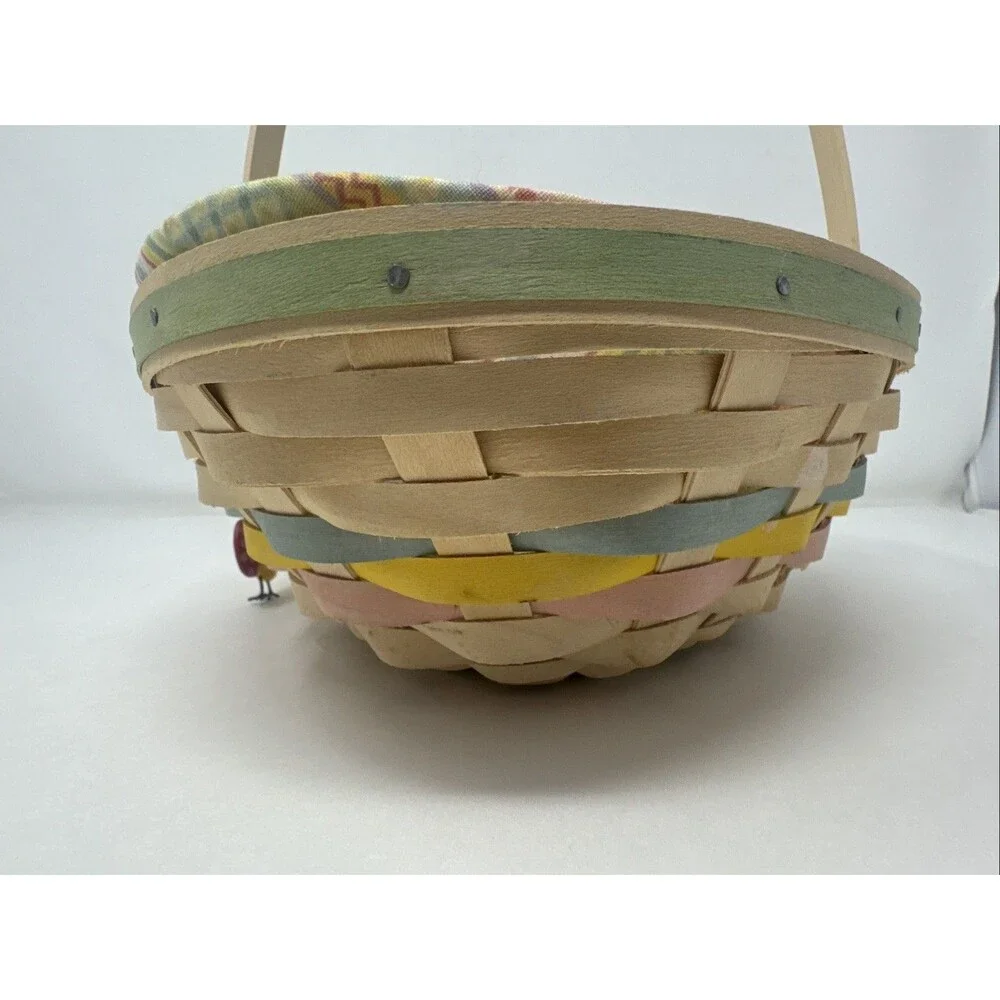 Longaberger 2009 Large Easter Egg Shape Whitewash Basket Liner & Protector Tie